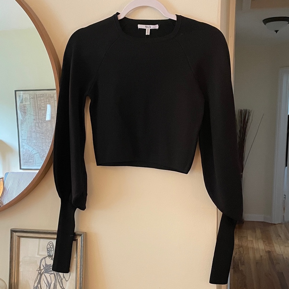 ASILIO Black Long Sleeve Crop Top
